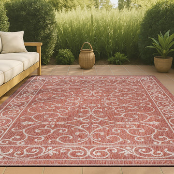 Charleston Vintage Filigree Textured Weave Indoor/outdoor Area Rug